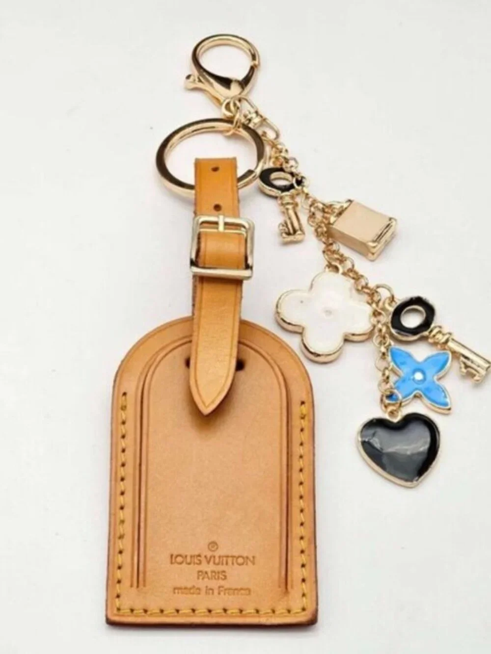Authentic Louis Vuitton Luggage Tag with Unbranded Keycharm, Keychain